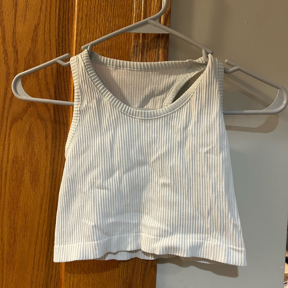 Mona B White Ribbed Crop Top
